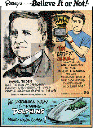 Ripley's Believe It or Not on Saturday March 2, 2013 Comic Strip