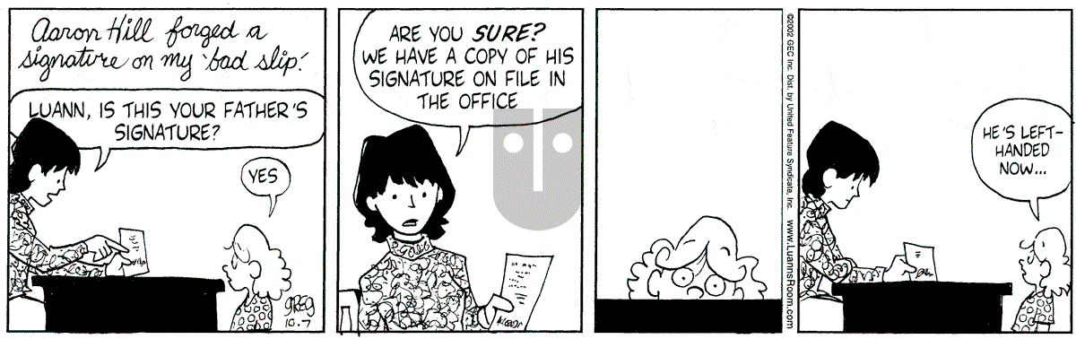 Luann - Monday October 7, 2002 Comic Strip