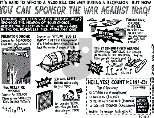 Ted Rall on Thursday January 2, 2003 Comic Strip