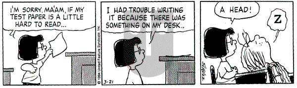 Peanuts on Monday March 21, 1994 Comic Strip