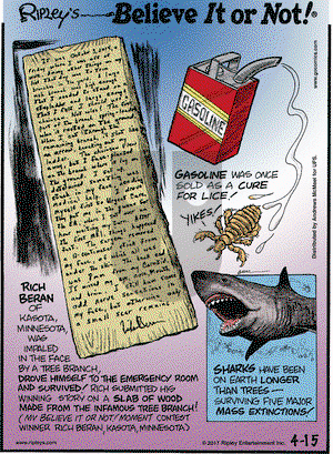 Ripley's Believe It or Not on Saturday April 15, 2017 Comic Strip