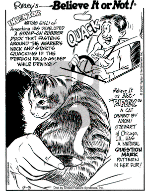 Ripley's Believe It or Not on Tuesday September 3, 2002 Comic Strip