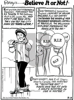 Ripley's Believe It or Not on Saturday March 3, 2001 Comic Strip
