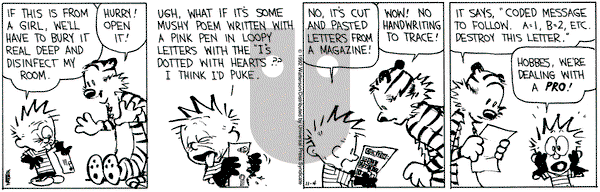 Calvin and Hobbes on Wednesday November 4, 1992 Comic Strip