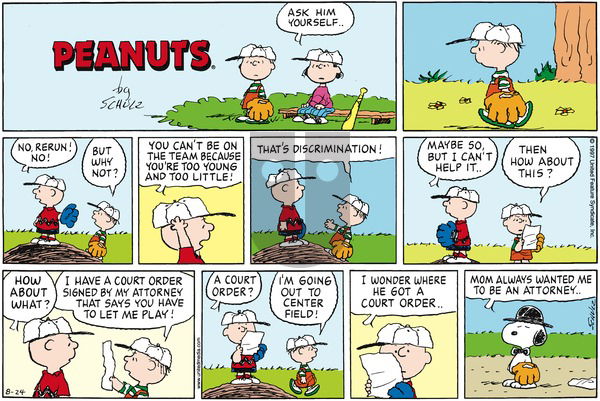 Peanuts on Sunday August 24, 1997 Comic Strip
