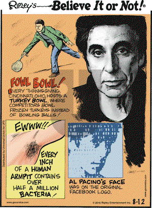 Ripley's Believe It or Not on Friday August 12, 2016 Comic Strip