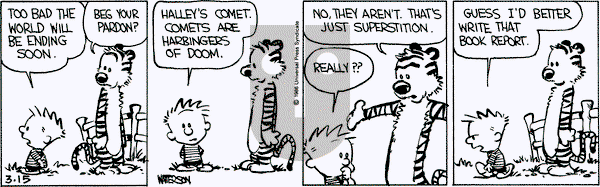 Calvin and Hobbes on Saturday March 15, 1986 Comic Strip