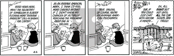 Doonesbury on Saturday April 2, 1977 Comic Strip