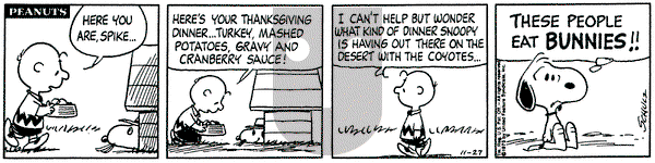 Peanuts on Thursday November 27, 1975 Comic Strip