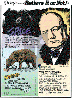 Ripley's Believe It or Not on Saturday February 27, 2010 Comic Strip