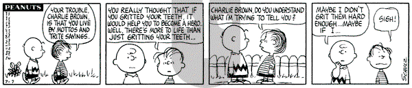 Peanuts on Wednesday July 7, 1965 Comic Strip