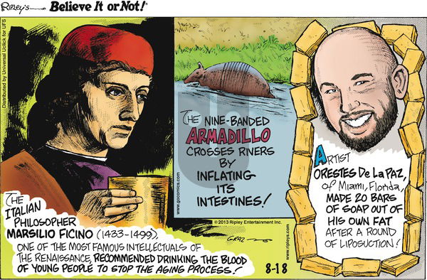 Ripley's Believe It or Not on Sunday August 18, 2013 Comic Strip