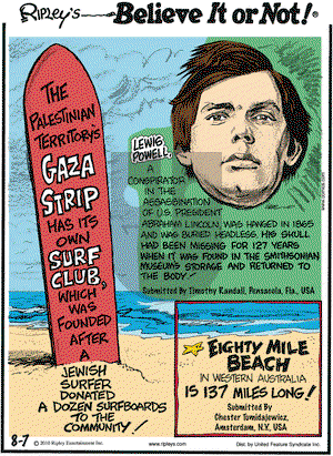 Ripley's Believe It or Not on Saturday August 7, 2010 Comic Strip