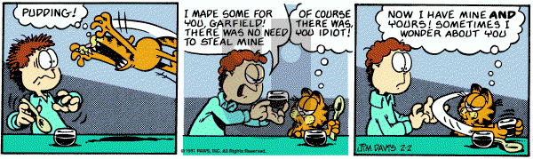Garfield on Saturday February 2, 1991 Comic Strip