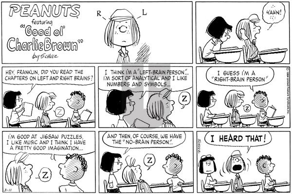 Peanuts on Sunday March 11, 1984 Comic Strip