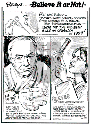 Ripley's Believe It or Not on Monday April 23, 2007 Comic Strip
