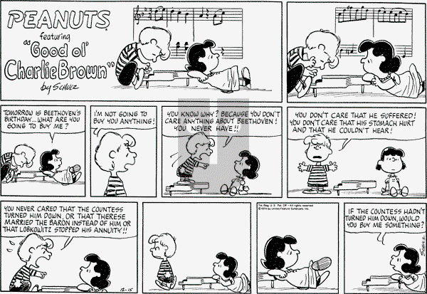 Peanuts - Sunday December 15, 1974 Comic Strip