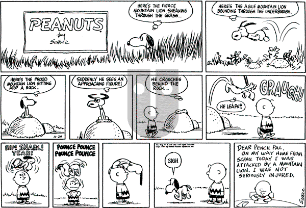 Peanuts - Sunday November 29, 1959 Comic Strip
