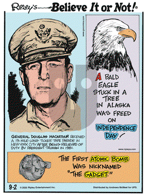 Ripley's Believe It or Not on Wednesday September 2, 2020 Comic Strip