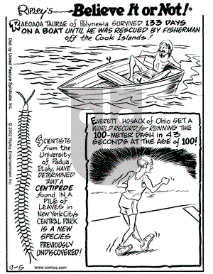 Ripley's Believe It or Not on Thursday September 5, 2002 Comic Strip