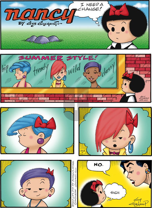 Nancy on Sunday June 18, 2017 Comic Strip
