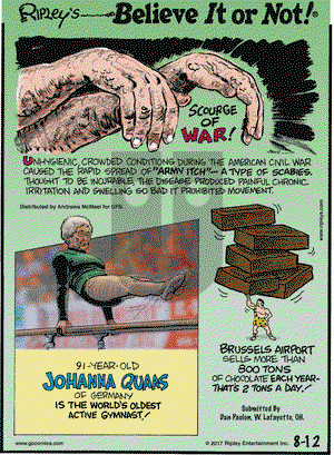 Ripley's Believe It or Not on Saturday August 12, 2017 Comic Strip