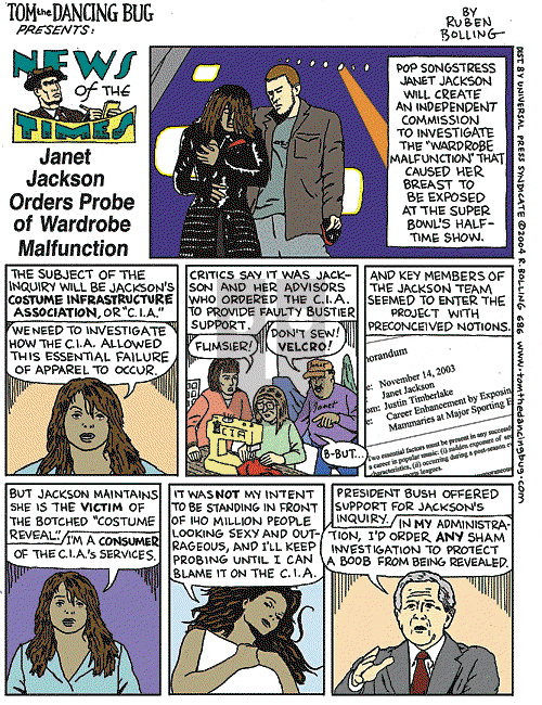 Tom the Dancing Bug on Saturday February 14, 2004 Comic Strip