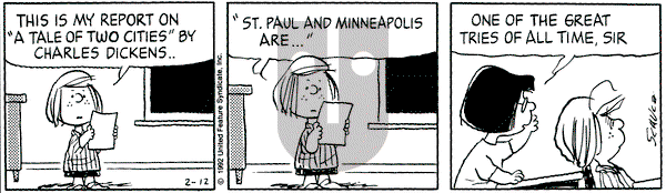 Peanuts on Wednesday February 12, 1992 Comic Strip