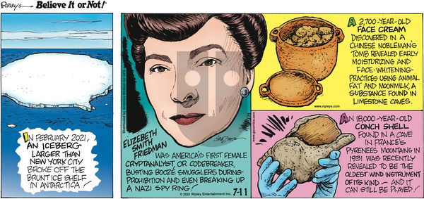 Ripley's Believe It or Not on Sunday July 11, 2021 Comic Strip