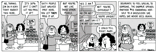 Cathy Classics on Friday December 5, 1997 Comic Strip