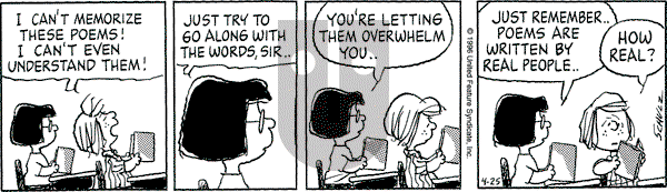 Peanuts - Thursday April 25, 1996 Comic Strip