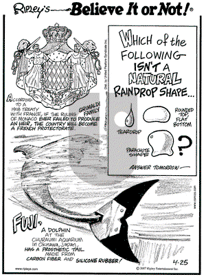 Ripley's Believe It or Not on Wednesday April 25, 2007 Comic Strip