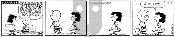 Peanuts on Wednesday April 1, 1964 Comic Strip
