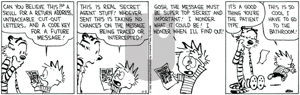 Calvin and Hobbes on Thursday November 5, 1992 Comic Strip