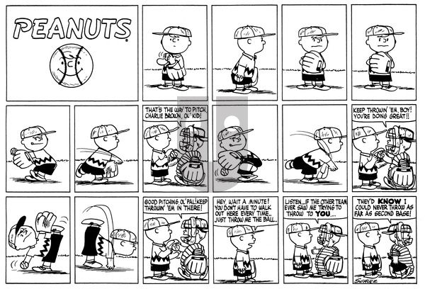 Peanuts on Sunday April 17, 1955 Comic Strip