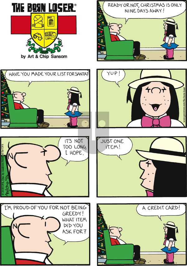 The Born Loser on Sunday December 16, 2018 Comic Strip