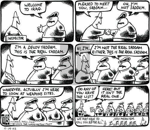 Tom Toles on Thursday November 28, 2002 Comic Strip