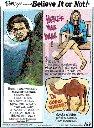 Ripley's Believe It or Not on Wednesday July 29, 2015 Comic Strip