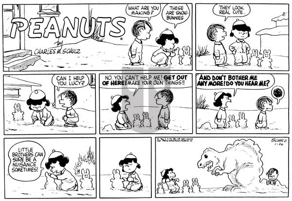 Peanuts on Sunday January 26, 1958 Comic Strip