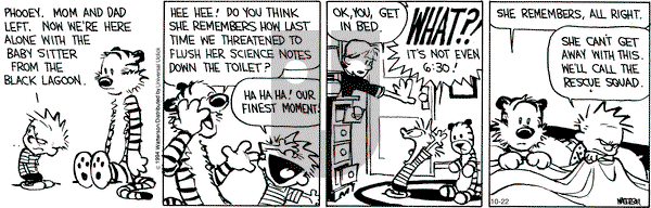 Calvin and Hobbes on Wednesday October 22, 2014 Comic Strip