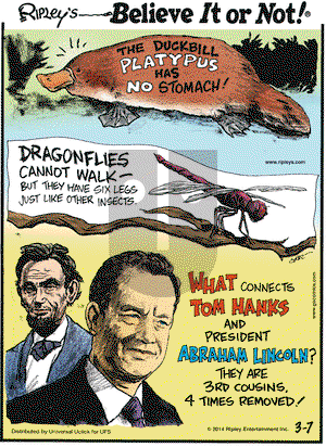 Ripley's Believe It or Not on Friday March 7, 2014 Comic Strip