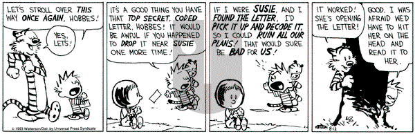 Calvin and Hobbes on Thursday August 12, 1993 Comic Strip