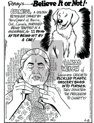 Ripley's Believe It or Not on Thursday April 8, 2004 Comic Strip