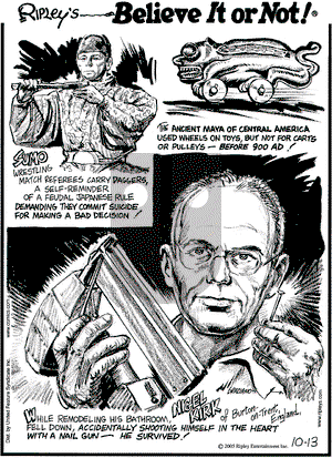 Ripley's Believe It or Not - Thursday October 13, 2005 Comic Strip