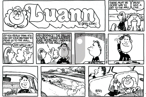 Luann on Sunday September 1, 1985 Comic Strip