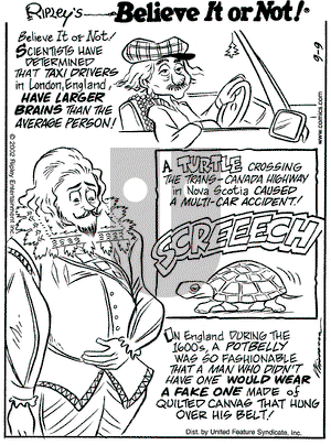Ripley's Believe It or Not on Monday September 9, 2002 Comic Strip