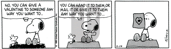 Peanuts - Wednesday February 14, 1990 Comic Strip