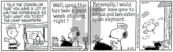 Peanuts on Friday June 24, 1994 Comic Strip