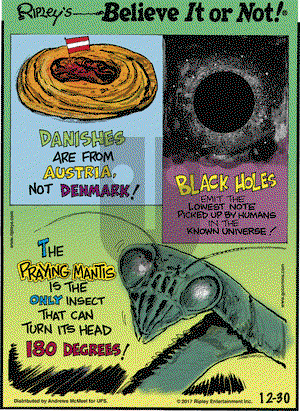 Ripley's Believe It or Not on Saturday December 30, 2017 Comic Strip