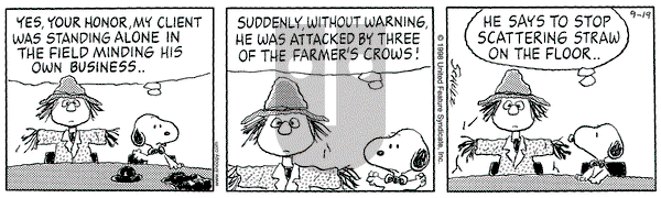 Peanuts - Saturday September 19, 1998 Comic Strip